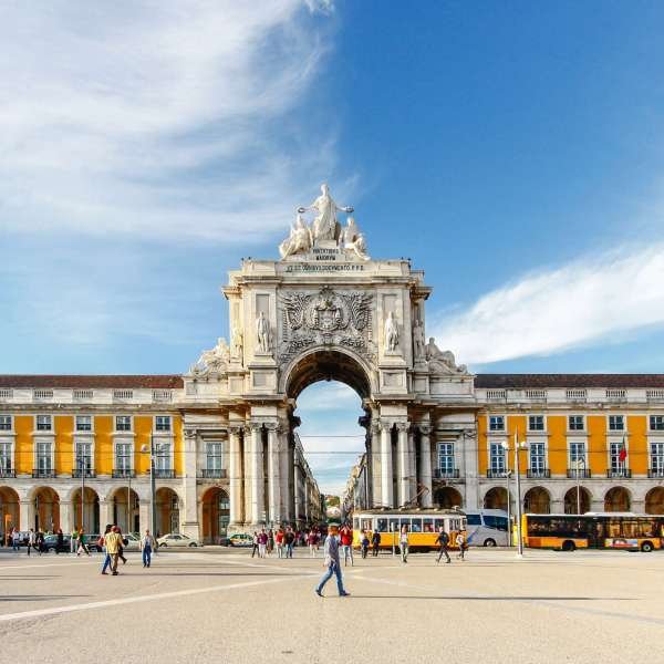 LISBON,PORTUGAL - OCTOBER 12,2012 : Famous arch at the Praca do Comercio, Lisbon, Portugal